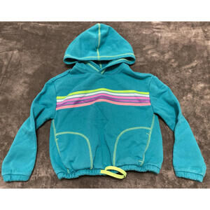 Lands' End Girls Hoodie Softest Fleece Crop Teal Medium 5/6 Winter Spring Warm